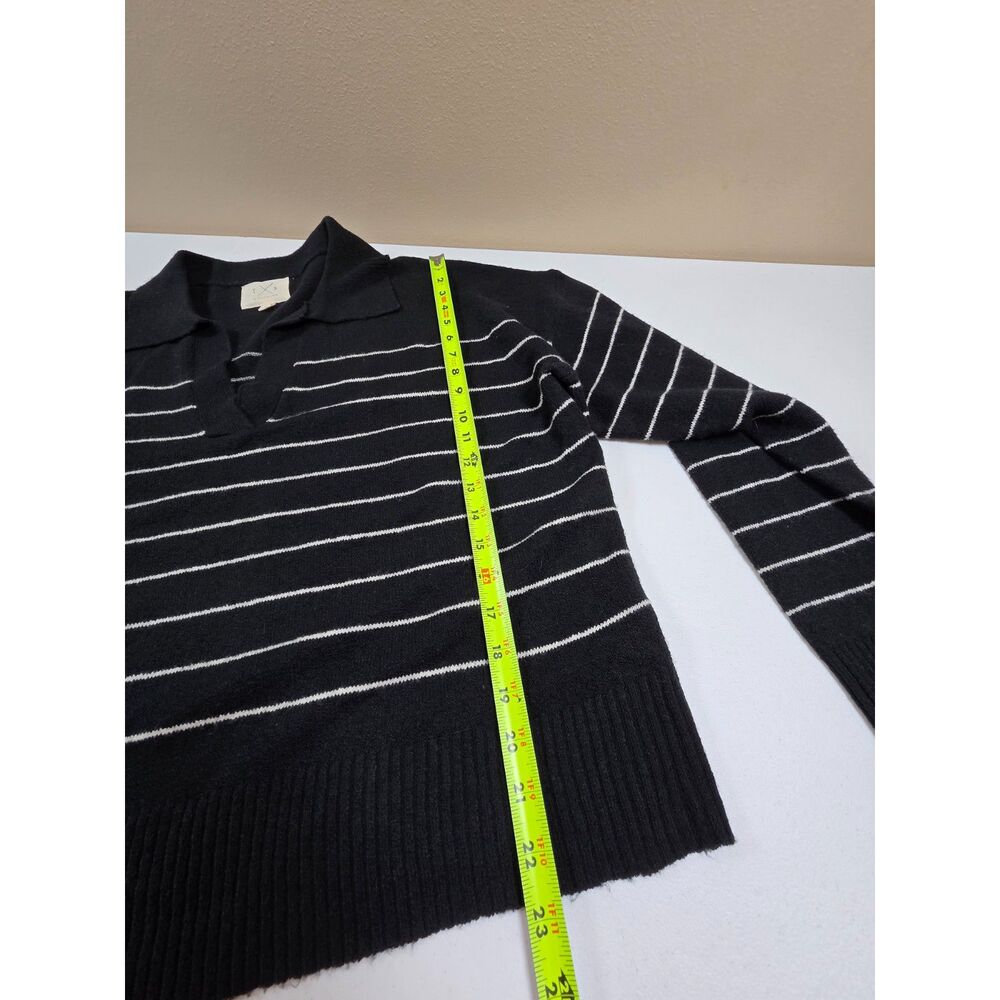 Thread & Supply Black White Striped Collared Sweater 2X Plus Preppy Coastal - Picture 7 of 8